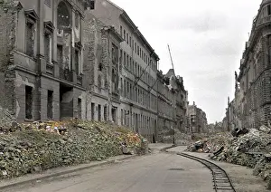 Bomb damaged street during WW2