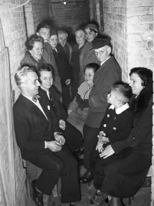 Basement: Bomb shelter in Berlin, 1940