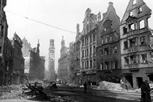 Raids: Bombed Maximilianstrasse in Augsburg, around 1944