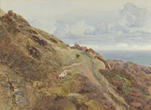 Landforms: BONCHURCH DOWNS, by John Brett, 1865, British watercolor
