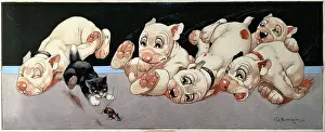 Studdy: Five Bonzos roll about chasing a kitten who chases a mouse