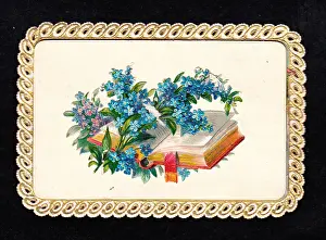 Bookmark: Book and flowers on a greetings card