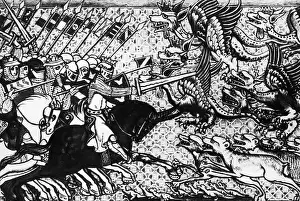 Dragons: Book illustration of Alexander the Great