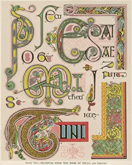 Initials: Book of Kells illuminating examples