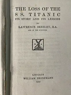 Book, The Loss of the SS Titanic, by Lawrence Beesley