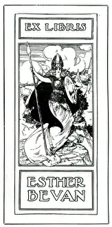 Bevan: Book Plate by Charles E Dawson for Esther Bevan