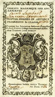 Peerage: Book plate in Latin, Trinity College, Dublin