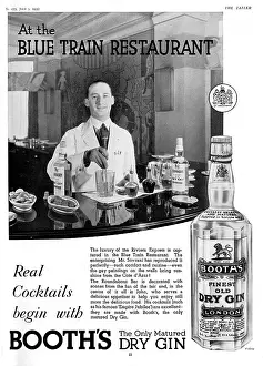 Booths: Booth's Gin advertisement - the Blue Train restaurant