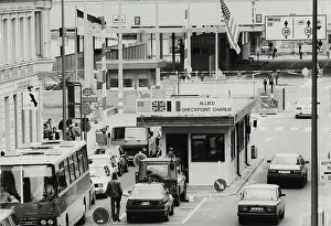 Checkpoints: Border crossing Checkpoint Charlie in Berlin. Kochstrass
