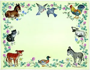 Intertwining: Border design with animals and birds