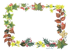 Jessamine: Border design of autumn leaves and berries