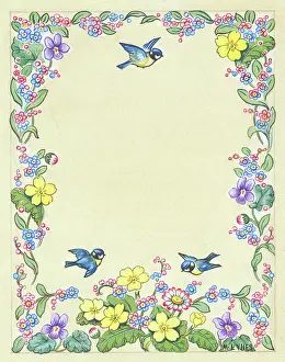 Lynes: Border design with blue tits and flowers
