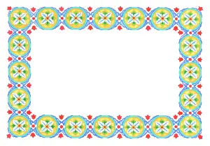 Motifs: border design with circular motifs and flowers