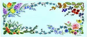 Blackberries: Border design of flowers of the four seasons