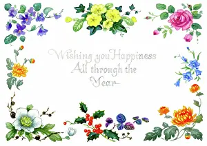 Sprays: Border design with flowers of the four seasons