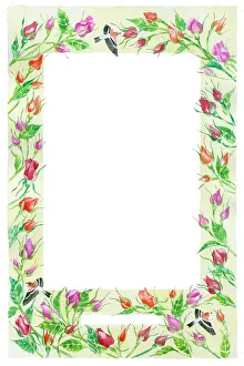 Rosebuds: Border of Rosebuds with Bramblings