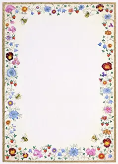 Peas: Border with summer flowers and bees