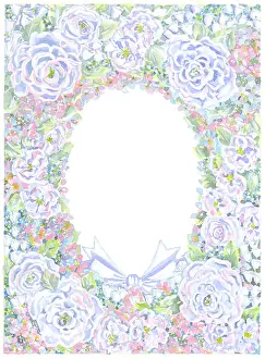 Hydrangea: Border of White Roses, Hydrangea etc