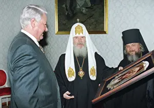 Tass: Boris Yeltsin and Alexius II, 1995