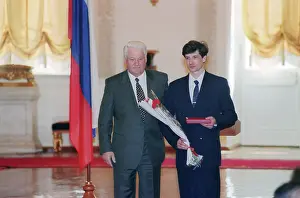 Bauman: Boris Yeltsin at ceremony of state awarding, 1996