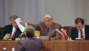 Delivering: Boris Yeltsin at congress, 1991