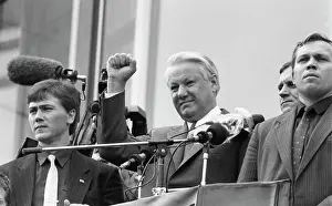 Tribune: Boris Yeltsin at demonstration, 1991