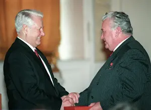 Congratulates: Boris Yeltsin at state awarding, 1996