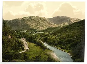 Borrowdale: Borrowdale Valley, from Bowder Stone, Lake District, England