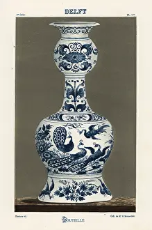 Delft: Bottle from Delft, Netherlands, 18th century
