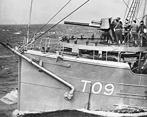 Minesweeping: Bow of a Naval minesweeper, WWII