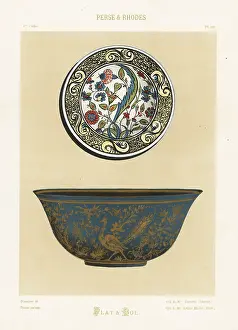 Faience: Bowl in gold and turquoise from Persia and