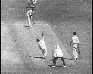 Batter: Bowler Bowling a Ball to a Batter playing cricket