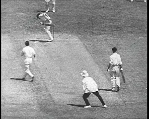 Batter: Bowler Bowling a Ball to a Batter playing cricket
