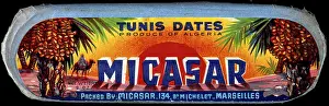 Tunis: Box label, Tunis Dates, Micasar, Algeria