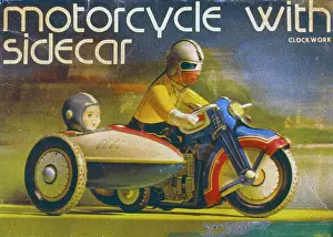Clockwork: Box lid, motorcycle with sidecar