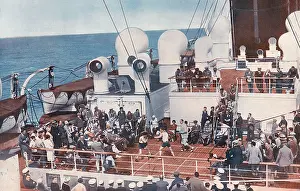 Art Nouveau: Boxing match on deck of a cruise ship, 1930s