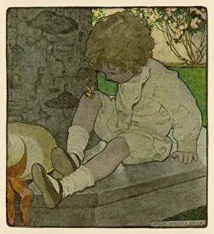 Discovers: Boy and Bee on Knee
