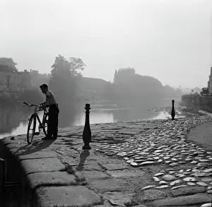 Bewdley: Boy and Bicycle by the River Severn
