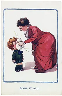 Hanky: Boy blowing his nose