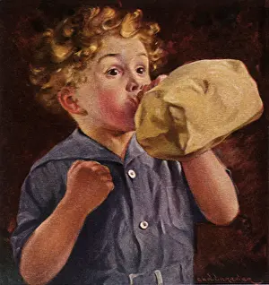Cheeks: Boy Blows Up Paper Bag