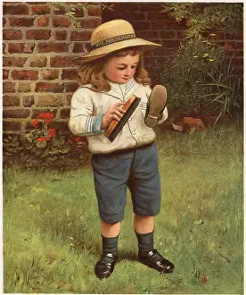 Brushing: Boy Brushing Shoes