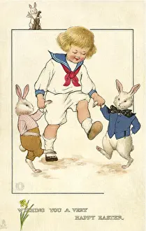 Bunnies: Boy with Dancing Bunnies