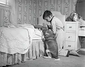 Mutt: Boy and Dog Praying at Bedside