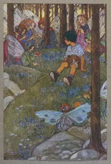 Florence Susan Harrison Collection: Boy enchanted by the fairies of the forest
