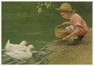 Crouches: Boy Feeding Ducks