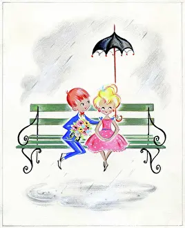 Kris: Boy and girl on park bench