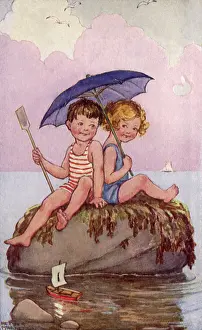 Boy, Girl on Rock
