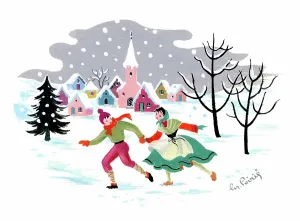 Poirie: Boy and girl running in the snow