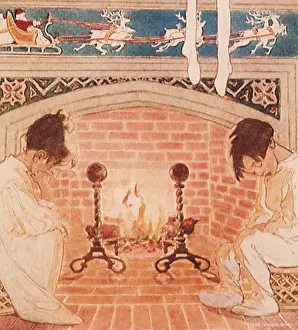 Jessie: Boy and Girl wait by Fireplace for Santa