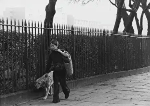 Walkies: Boy going shopping with his dog